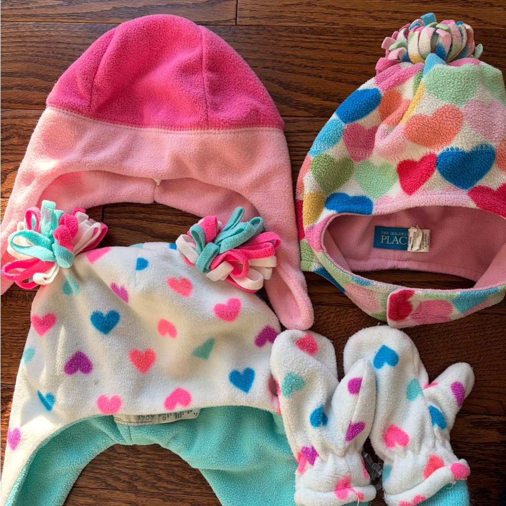 The Children’s Place Fleece hats and gloves sizes 12-24 months and 2T-4T